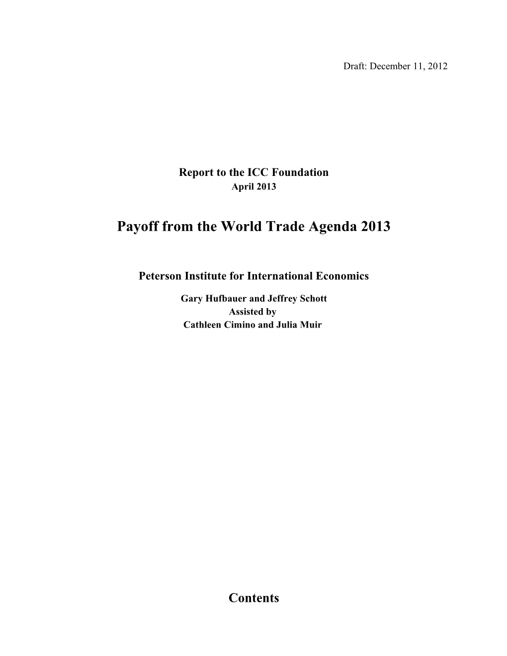 Report to the ICC Foundation