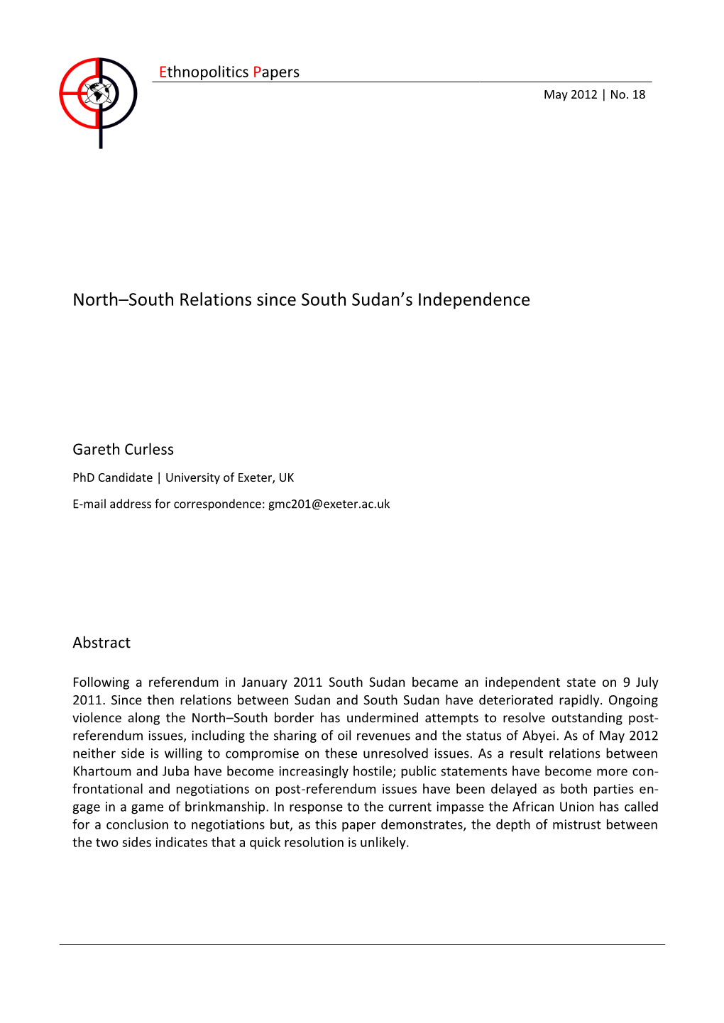 North–South Relations Since South Sudan's Independence