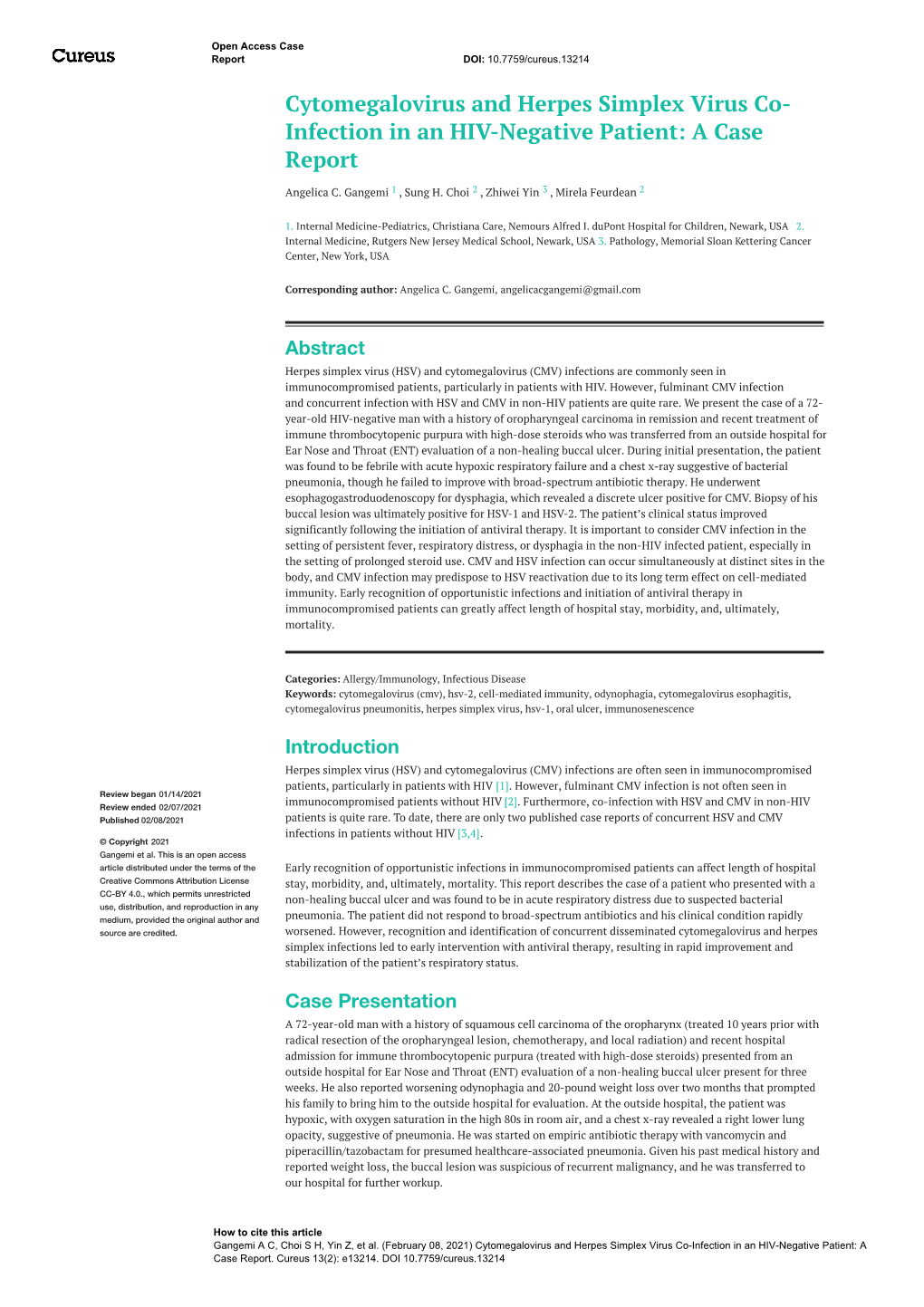 Cytomegalovirus and Herpes Simplex Virus Co- Infection in an HIV-Negative Patient: a Case Report