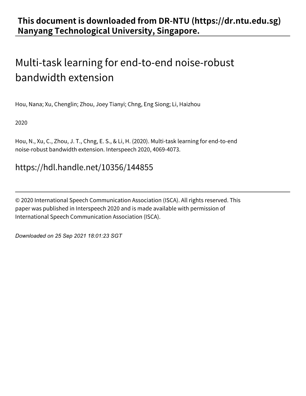 Multi‑Task Learning for End‑To‑End Noise‑Robust Bandwidth Extension