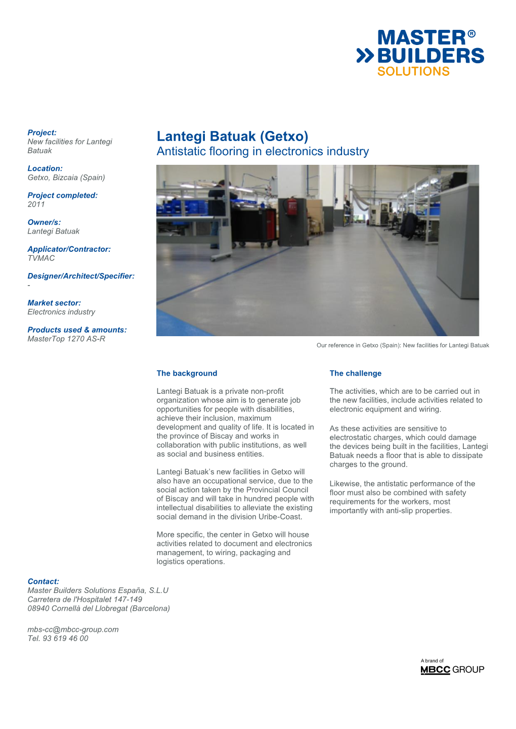 Lantegi Batuak (Getxo) Batuak Antistatic Flooring in Electronics Industry
