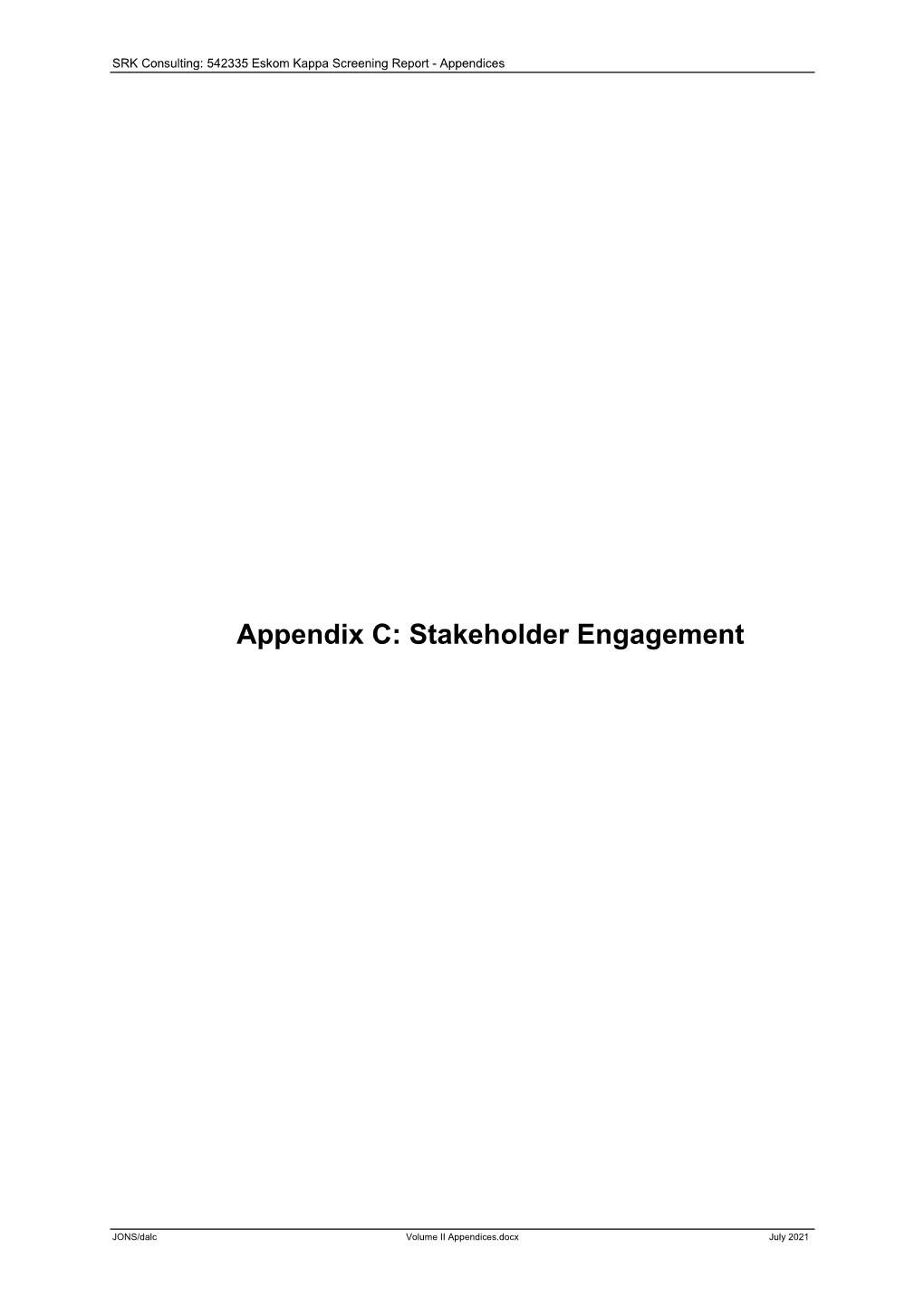 Appendix C: Stakeholder Engagement