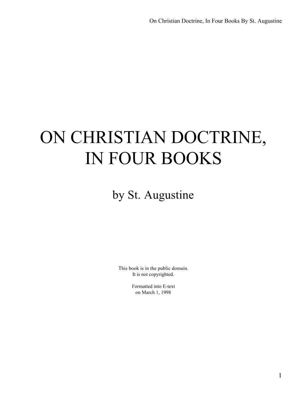 On Christian Doctrine- St. Augustine