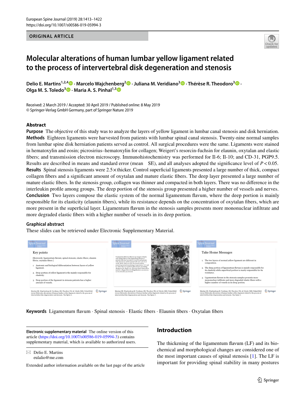 Molecular Alterations of Human Lumbar Yellow Ligament Related to the Process of Intervertebral Disk Degeneration and Stenosis