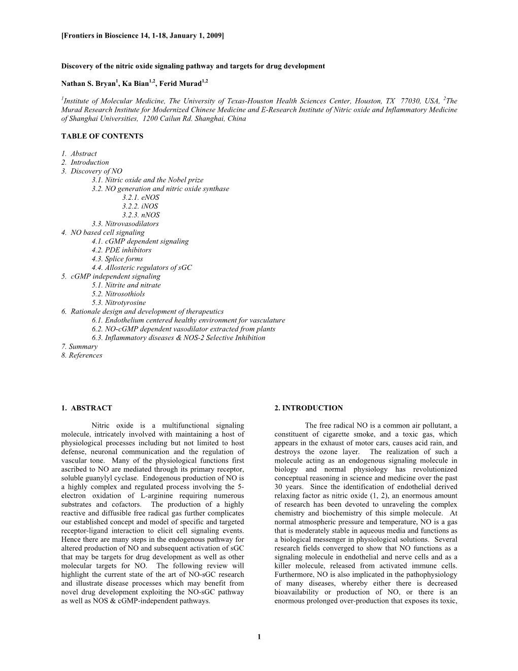 1 Discovery of the Nitric Oxide Signaling Pathway and Targets for Drug Devel