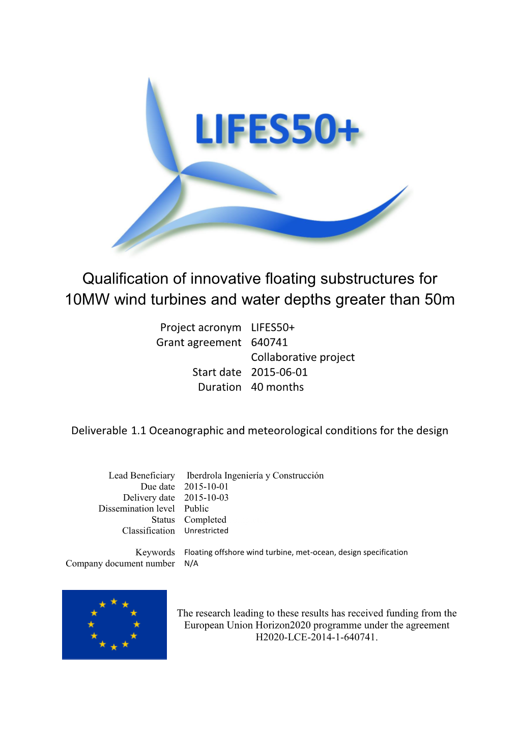 LIFES50+ Deliverable 1.1 Oceanographic and Meteorological