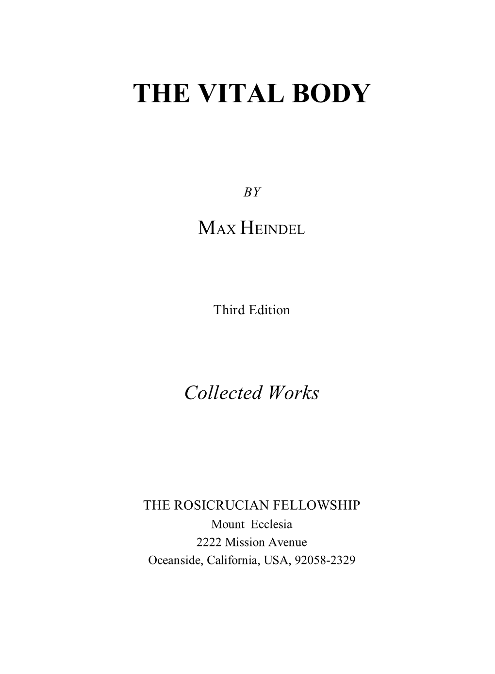 The Vital Body