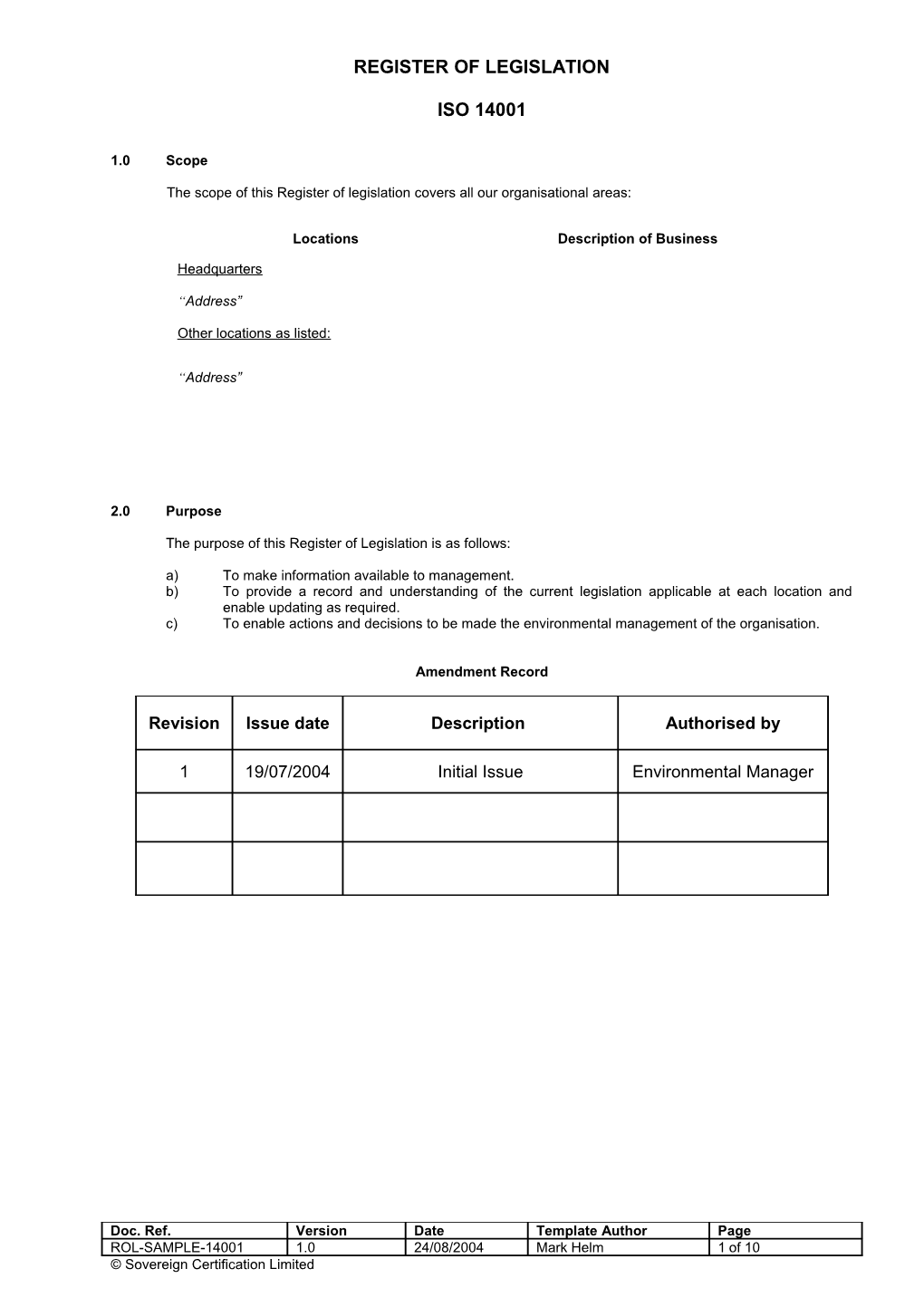 Register of Legislation - Template