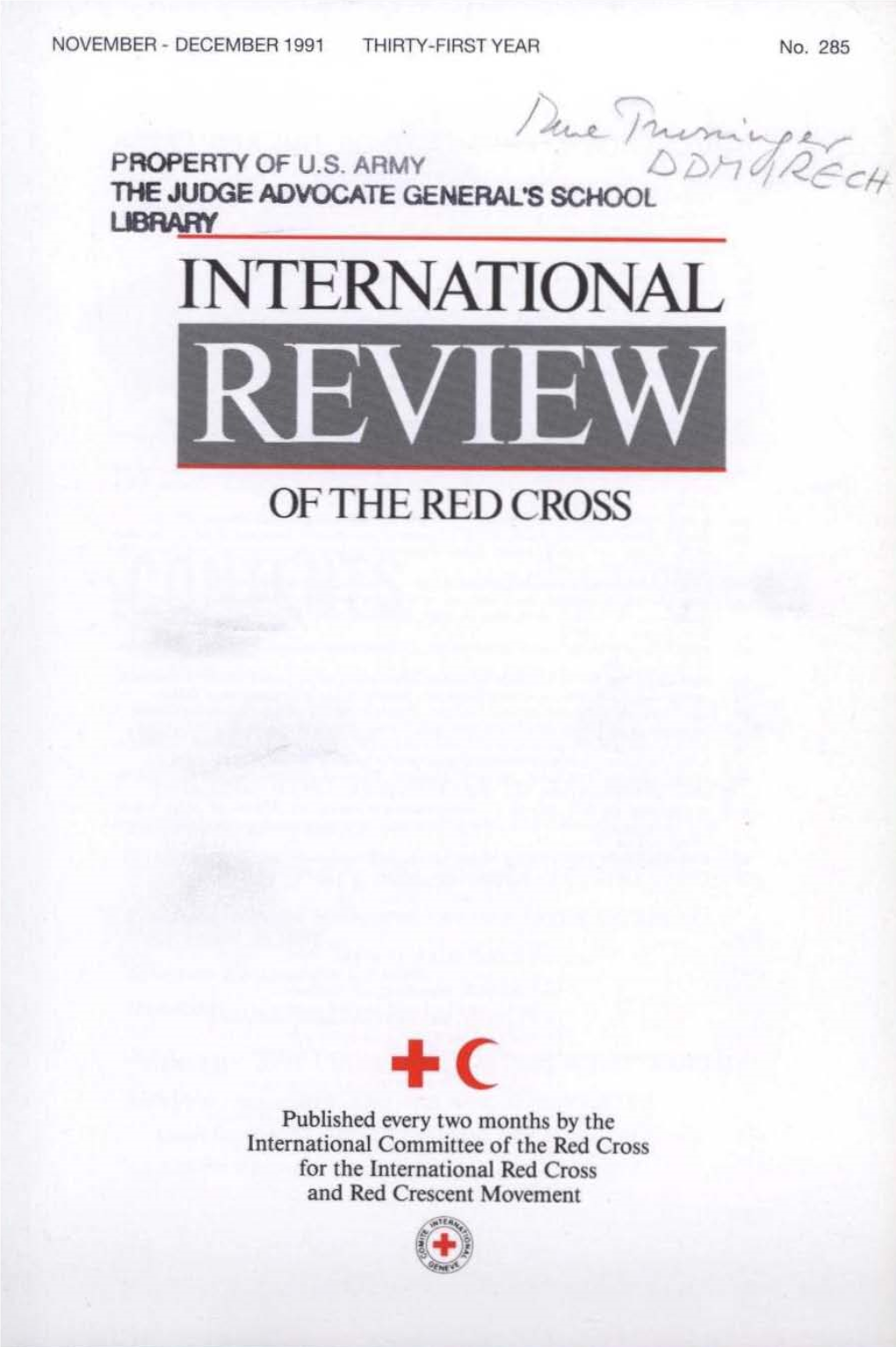 International Review of the Red Cross, November-December 1991