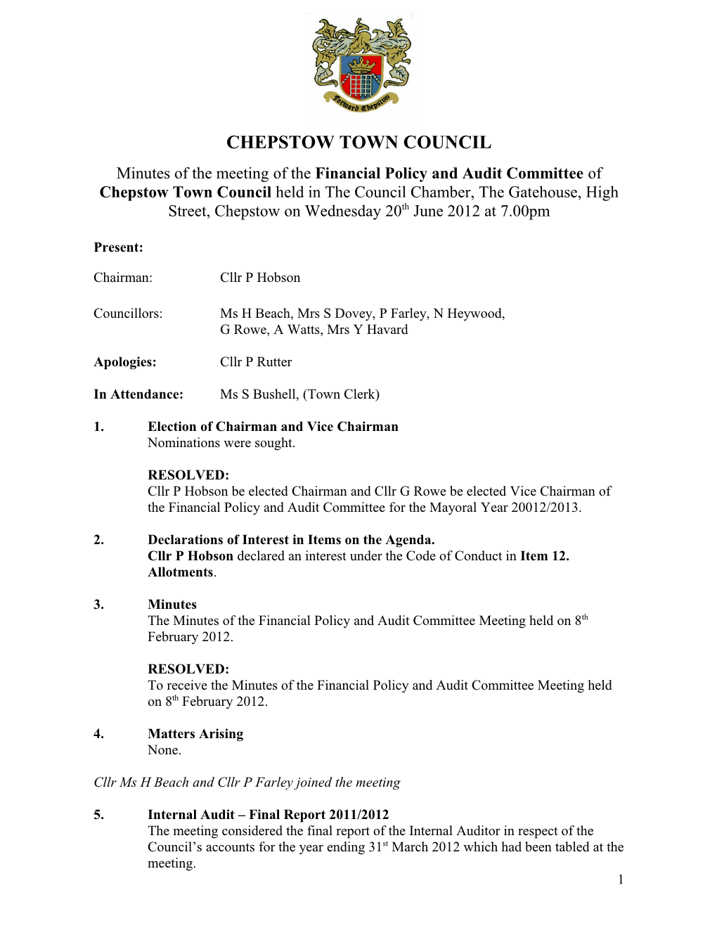 Chepstow Town Council s1