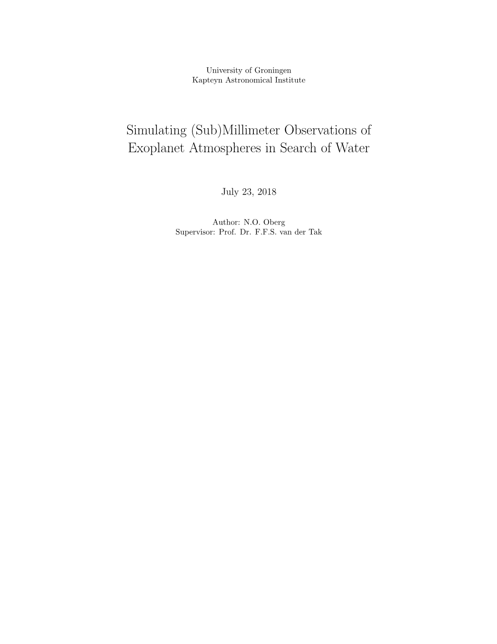 Simulating (Sub)Millimeter Observations of Exoplanet Atmospheres in Search of Water