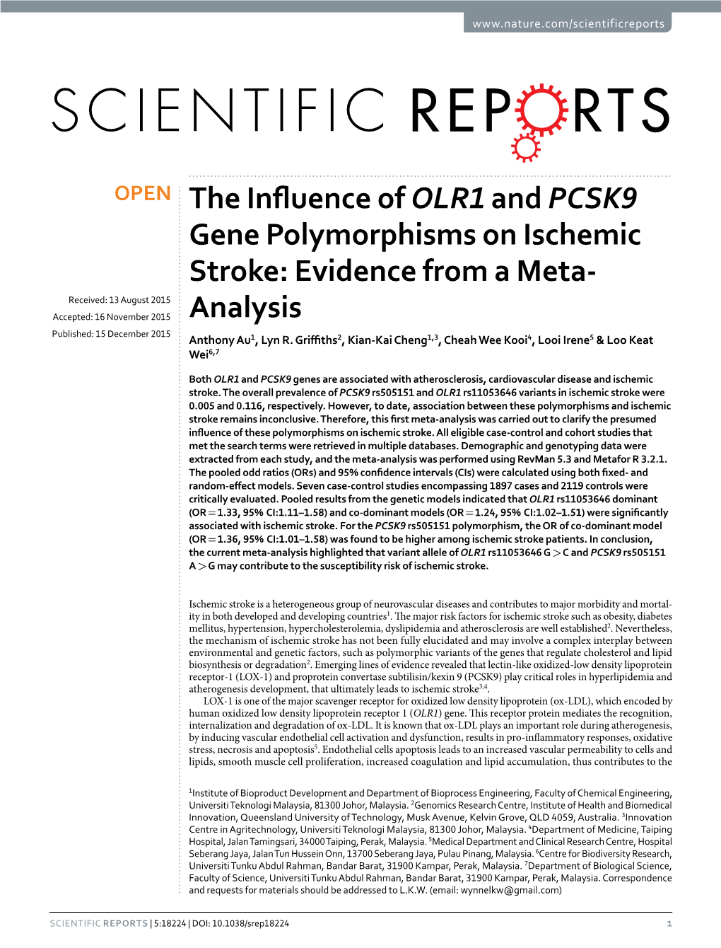 The Influence of OLR1 and PCSK9 Gene