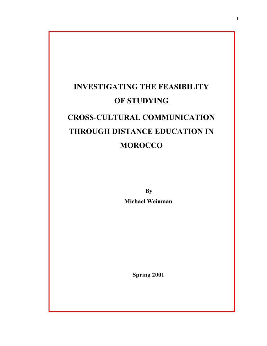 Investigating the Feasibility of Morocco