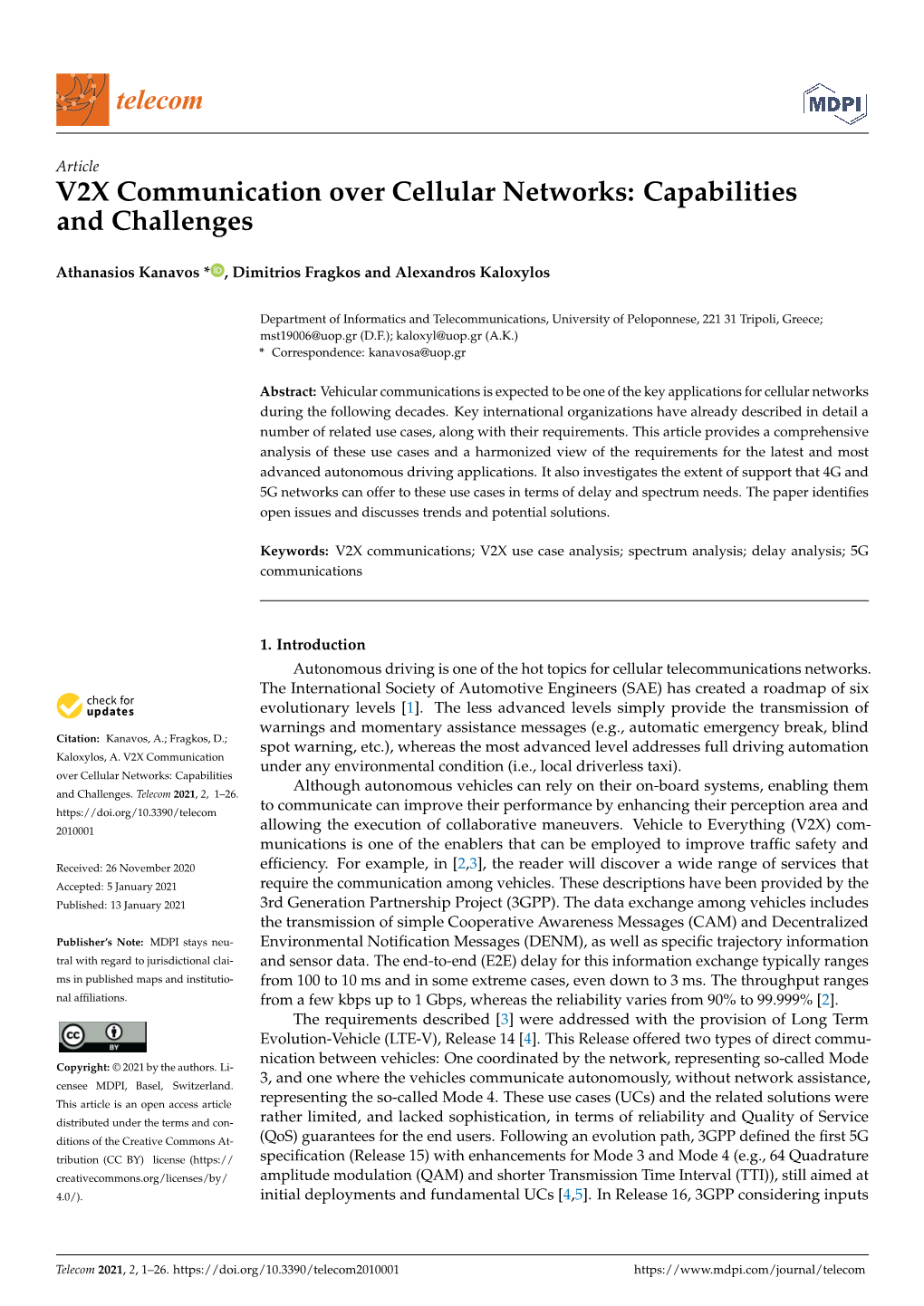 V2X Communication Over Cellular Networks: Capabilities and Challenges