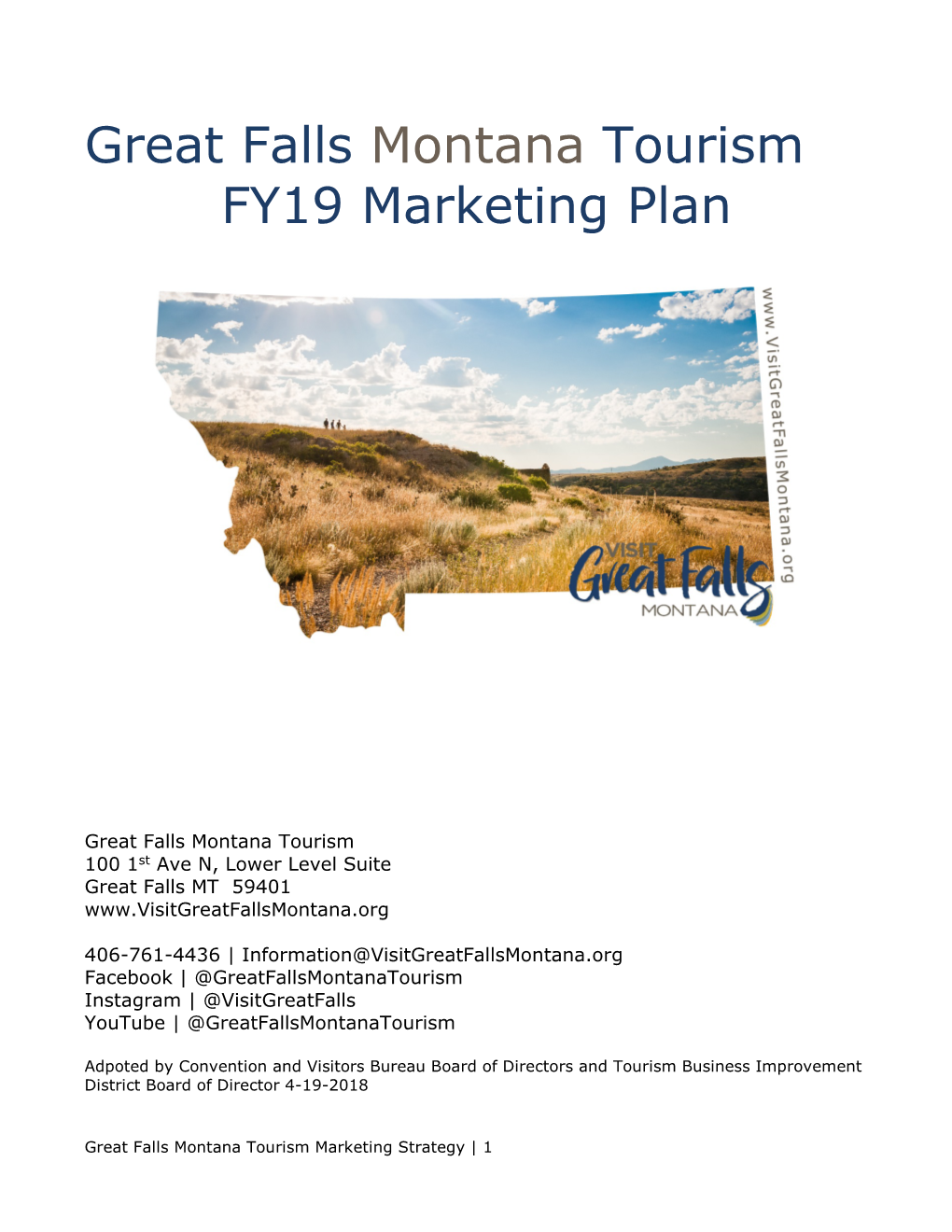 Great Falls Montana Tourism FY19 Marketing Plan