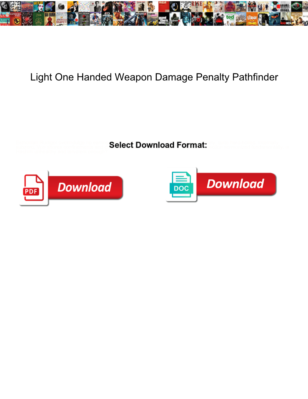 Light One Handed Weapon Damage Penalty Pathfinder