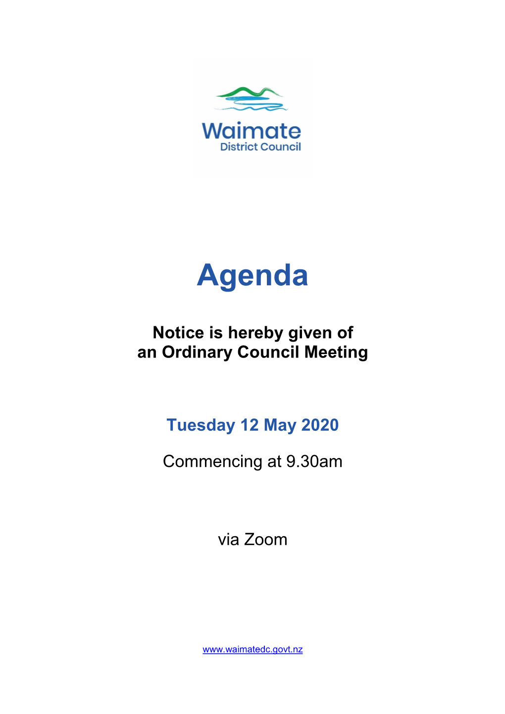 Agenda of Ordinary Council Meeting