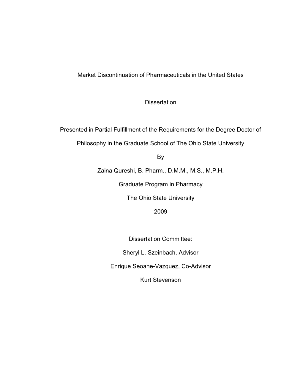 Market Discontinuation of Pharmaceuticals in the United States