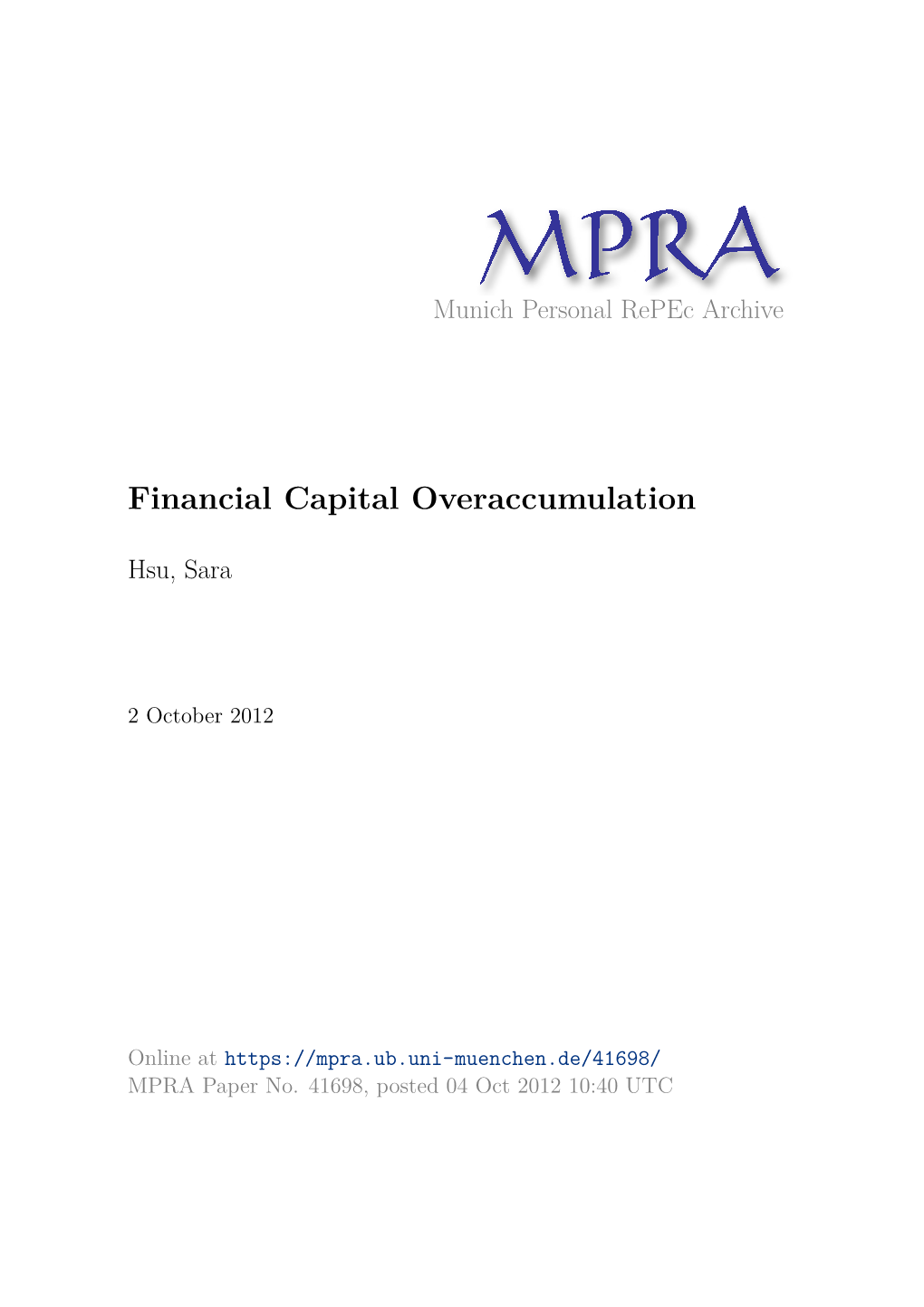 Financial Capital Overaccumulation