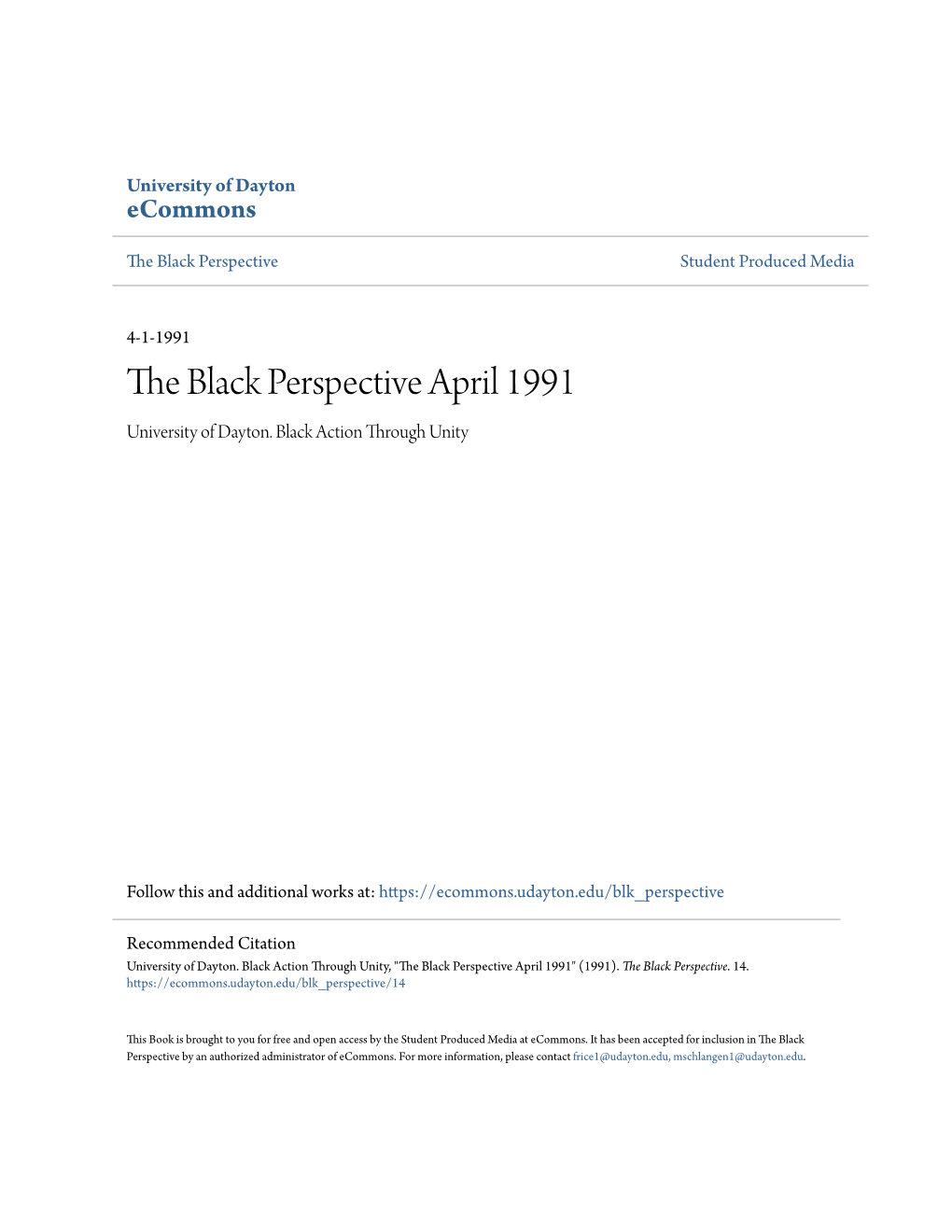 The Black Perspective April 1991