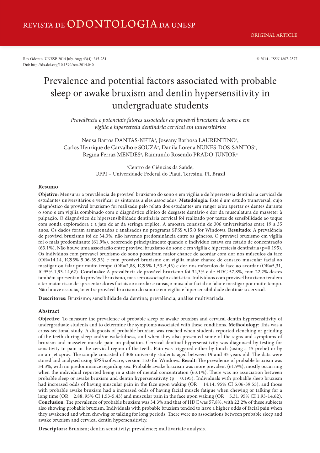 Prevalence and Potential Factors Associated with Probable Sleep Or