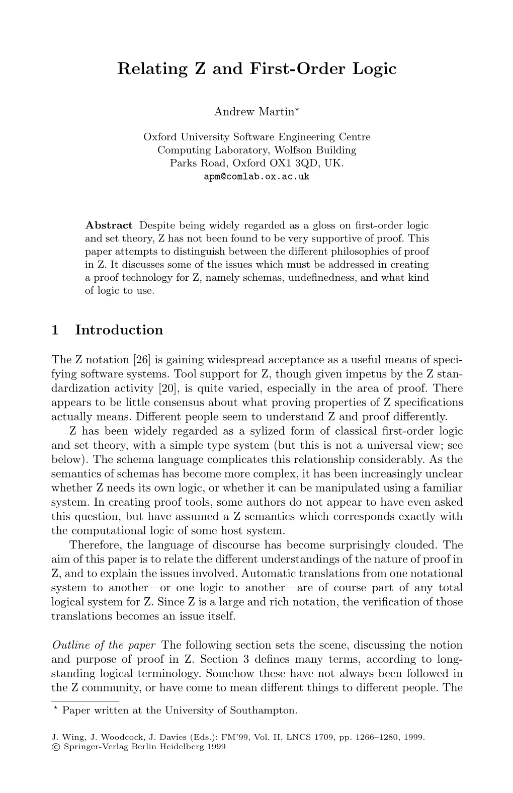 Relating Z and First-Order Logic