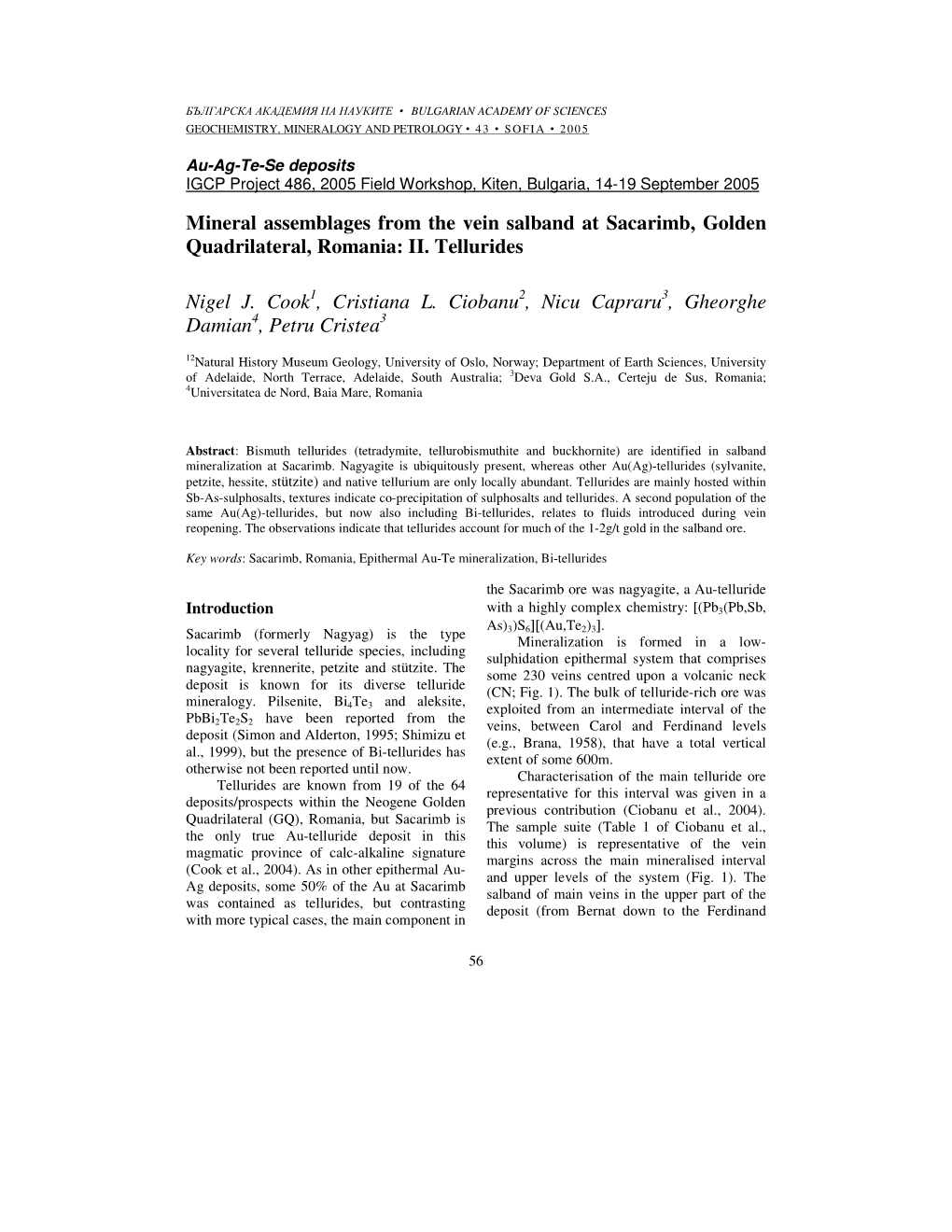 Mineral Assemblages from the Vein Salband at Sacarimb, Golden Quadrilateral, Romania: II