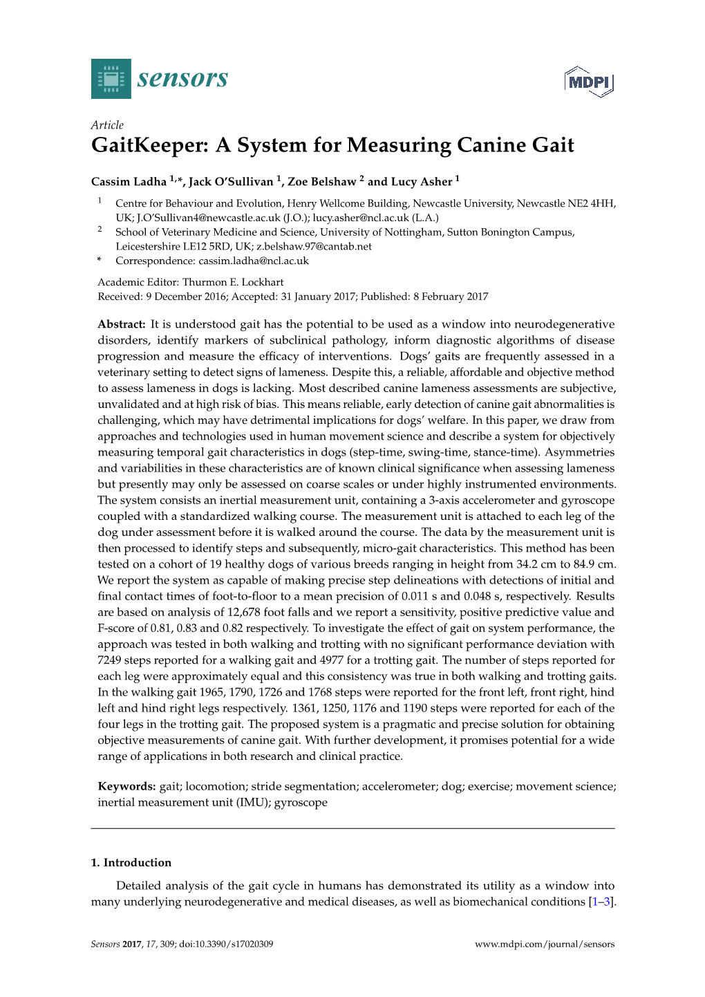 A System for Measuring Canine Gait