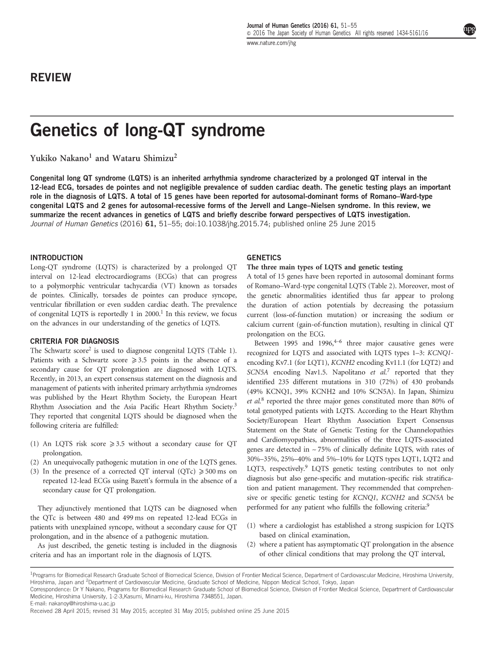 Genetics of Long-QT Syndrome