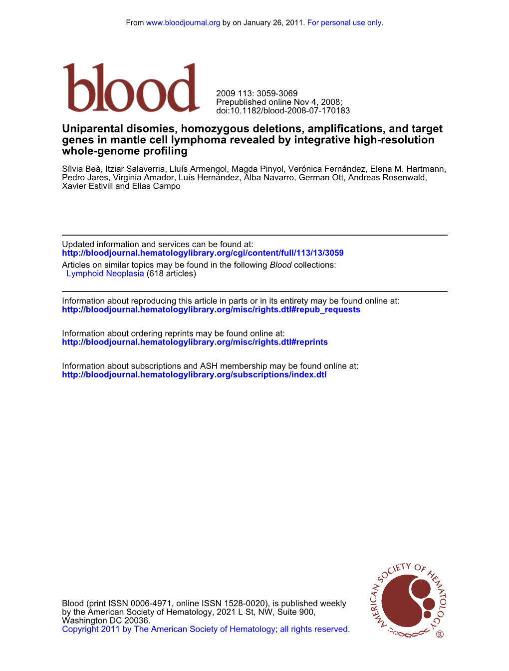 Whole-Genome Profiling Genes in Mantle Cell Lymphoma Revealed By