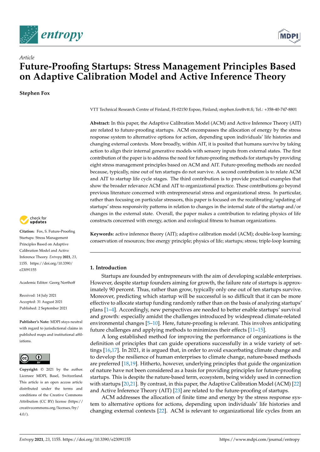 Stress Management Principles Based on Adaptive Calibration Model and Active Inference Theory