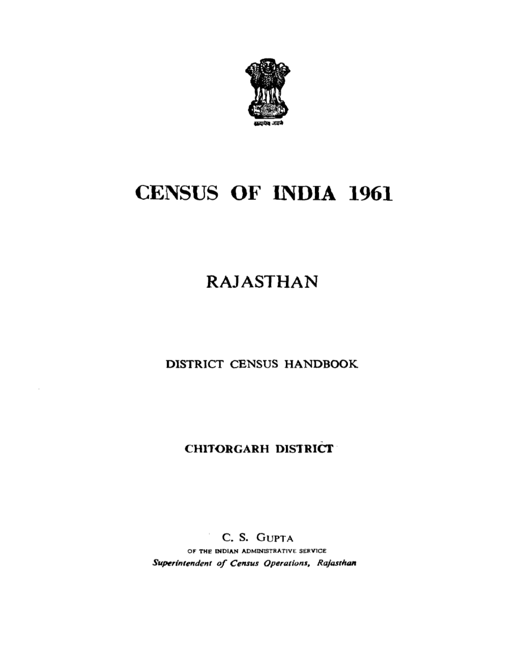 District Census Handbook, Chitograph, Rajasthan