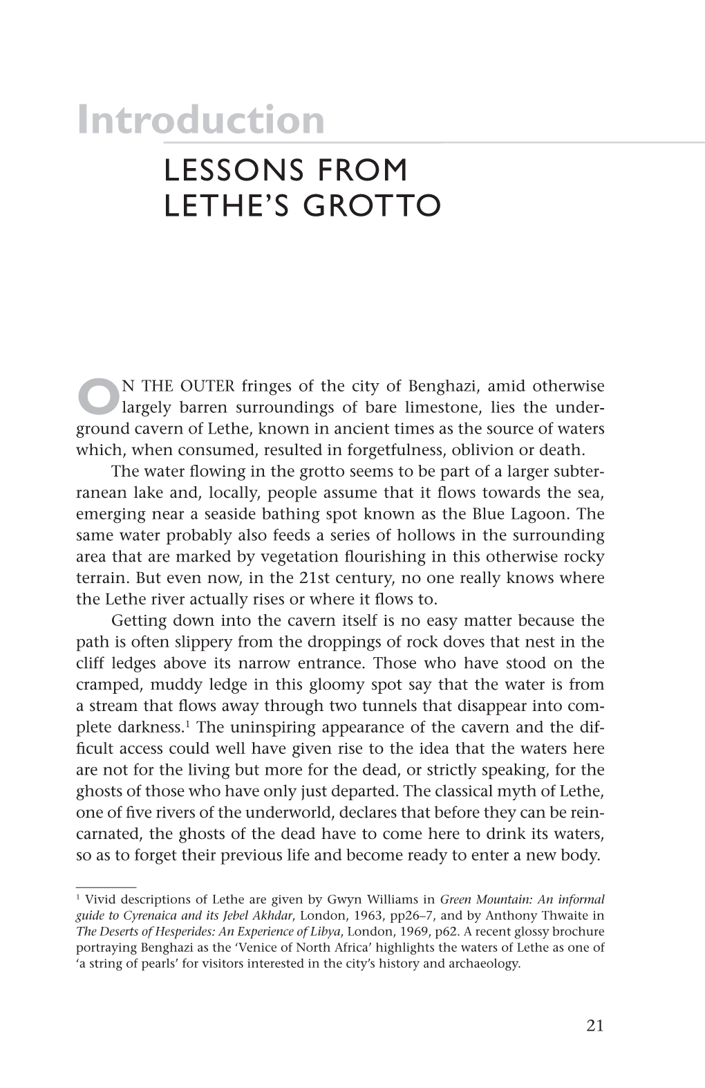 Introduction Lessons from Lethe’S Grotto