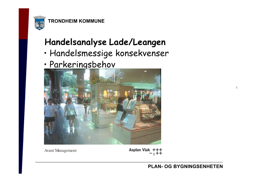 Handelsanalyse Lade/Leangen • Handelsmessige Konsekvenser • Parkeringsbehov