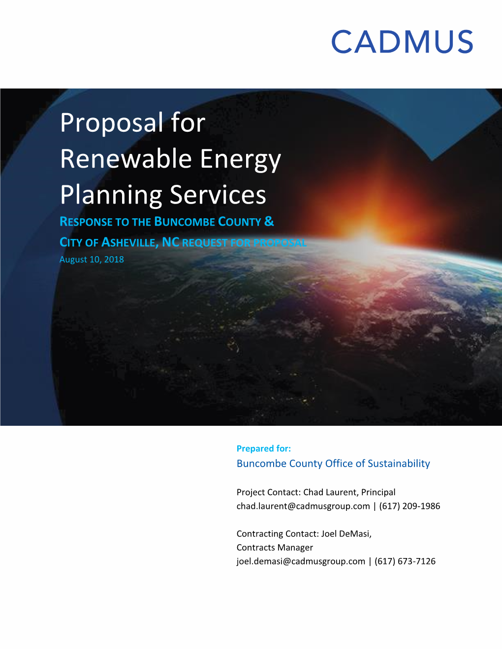 Cadmus Group LLC Renewable Energy Planning Services Proposal