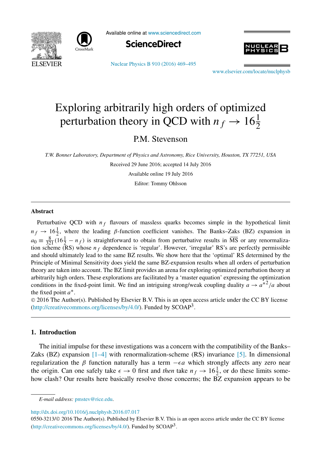 Exploring Arbitrarily High Orders of Optimized Perturbation Theory In