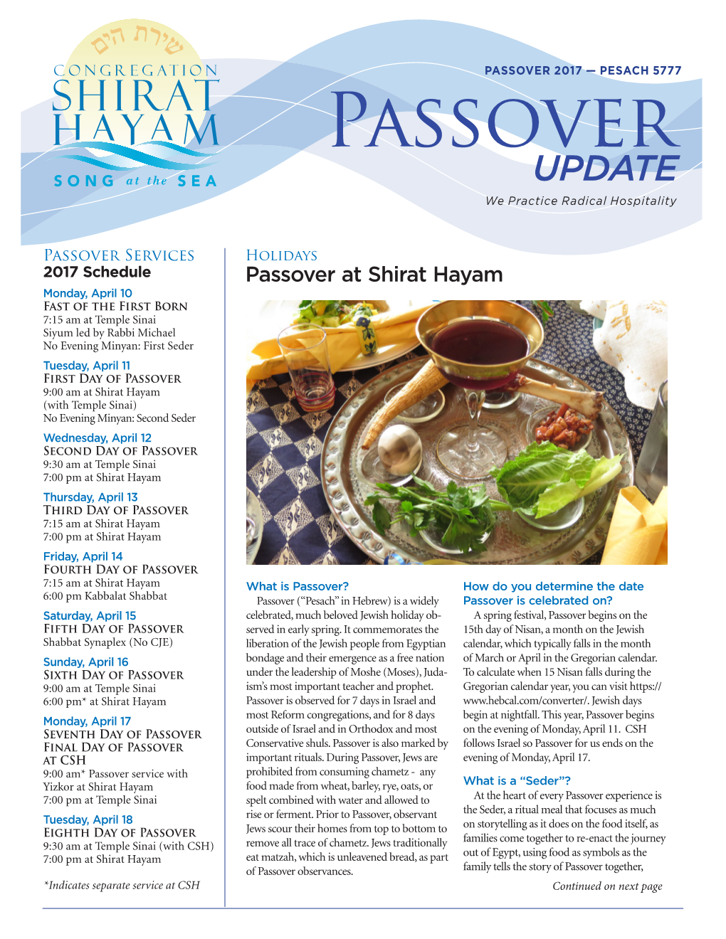 Passover Update 2017