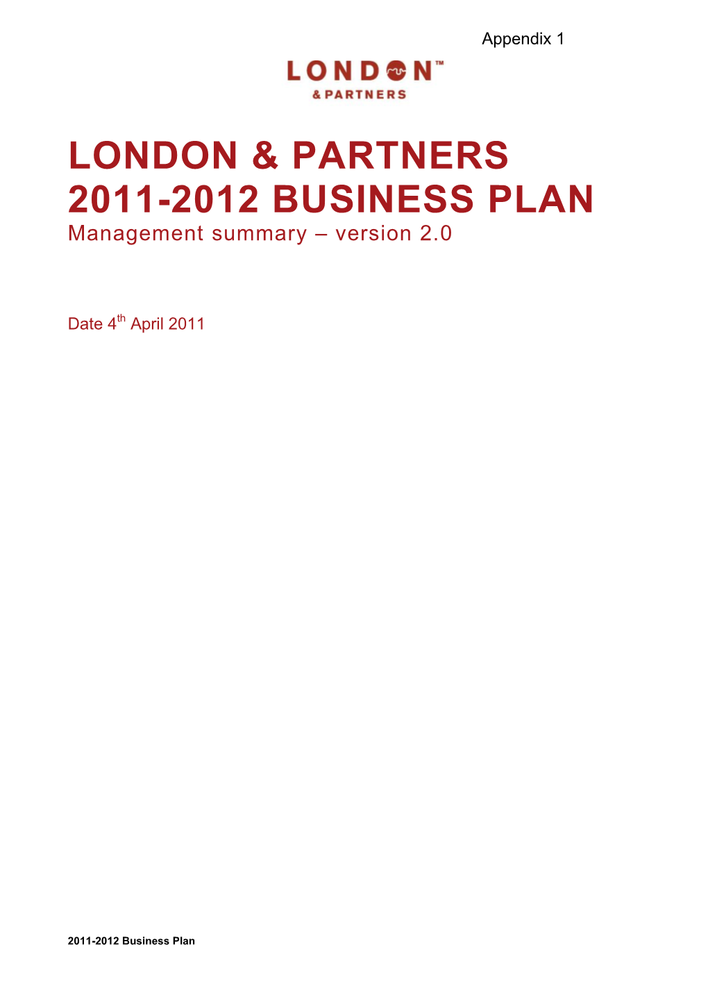 London & Partners 2011-2012 Business Plan