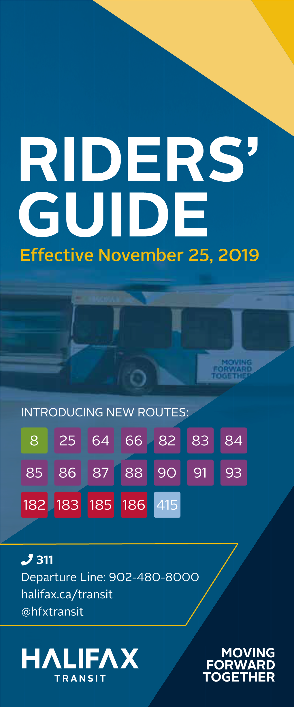 Riders' Guide Contains Timetables for All Halifax Transit Routes in Numerical Order