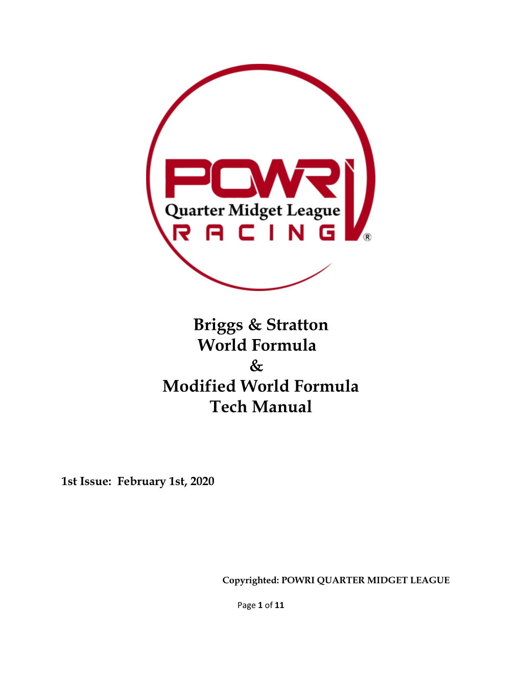 Briggs & Stratton World Formula Tech Manual