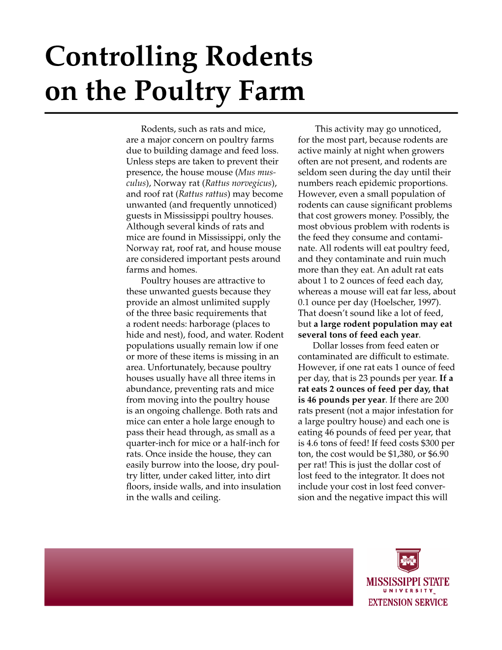 Controlling Rodents on the Poultry Farm