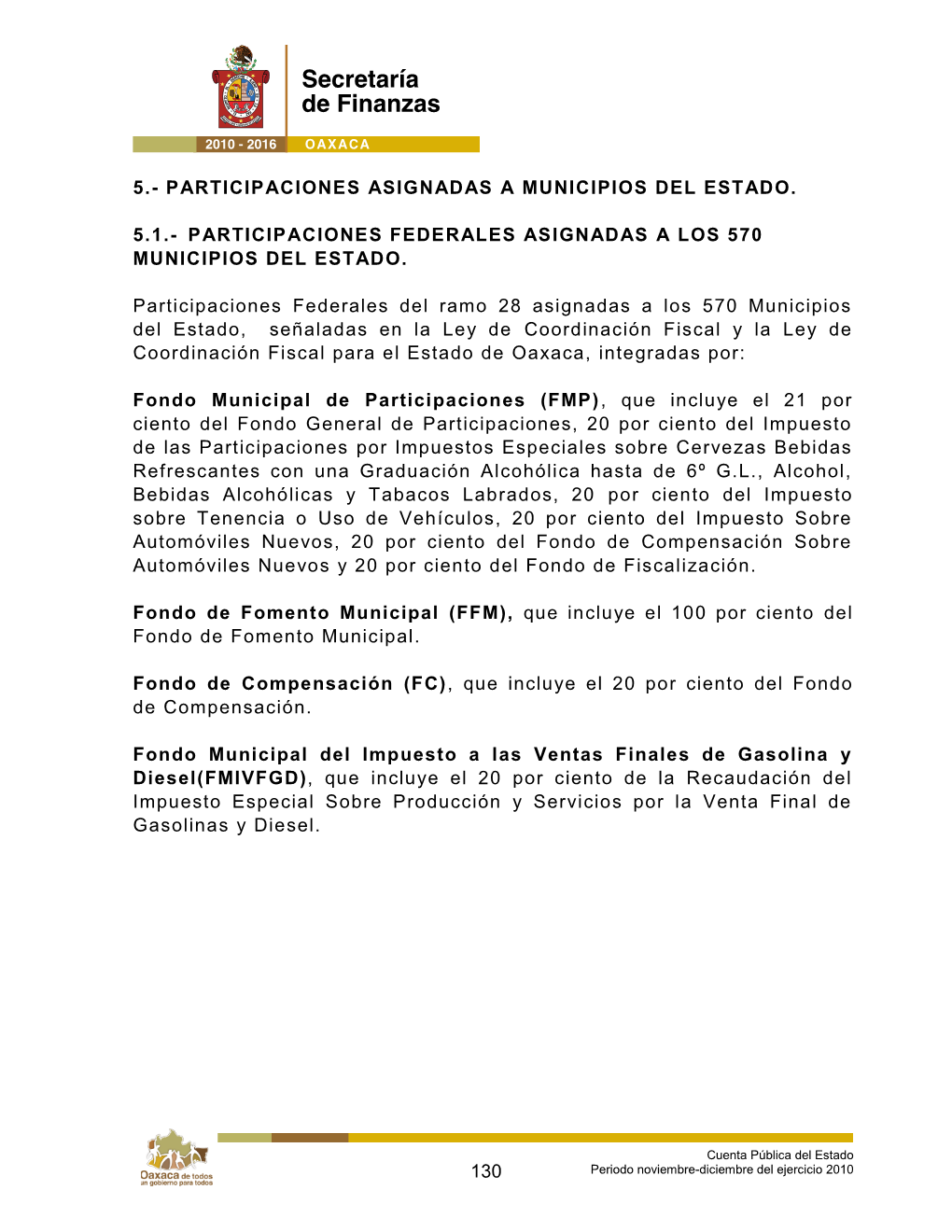 5.- Participaciones Asignadas a Municipios Del Estado