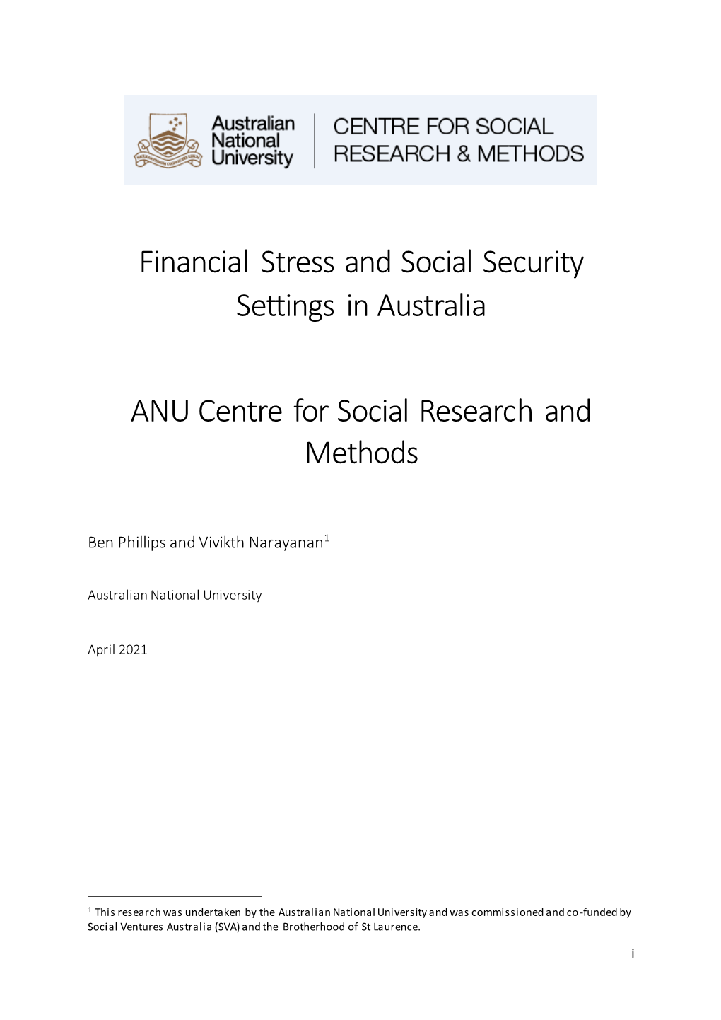 Financial Stress and Social Security Settings in Australia