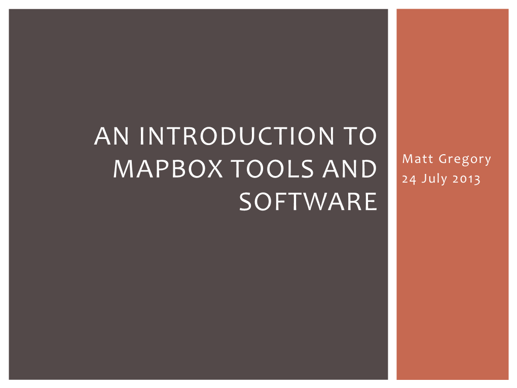 Mapbox Tools and Software