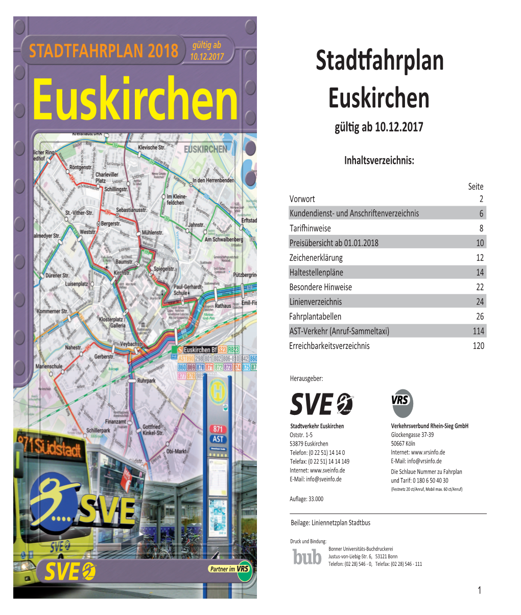 STADTFAHRPLAN 2018 10.12.2017 Euskirchen Euskirchen �����������������