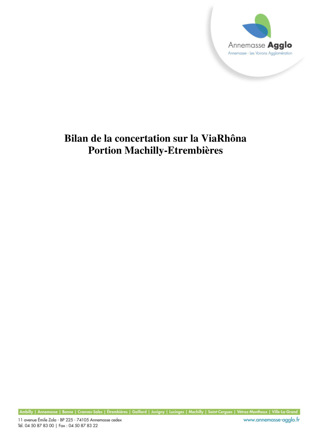 Bilan De La Concertation Sur La Viarhôna Portion Machilly-Etrembières