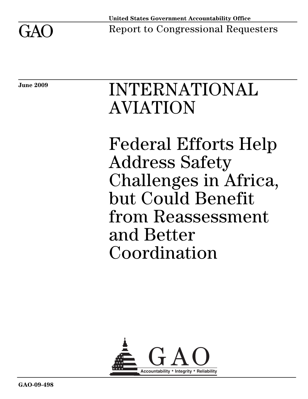 GAO-09-498 International Aviation: Federal Efforts Help Address Safety
