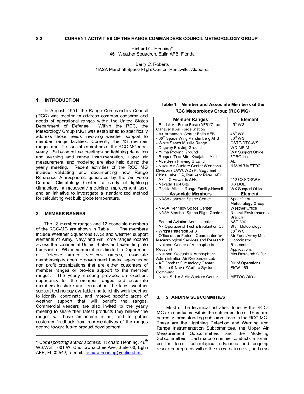 8.2 Current Activities of the Range Commanders Council Meteorology Group