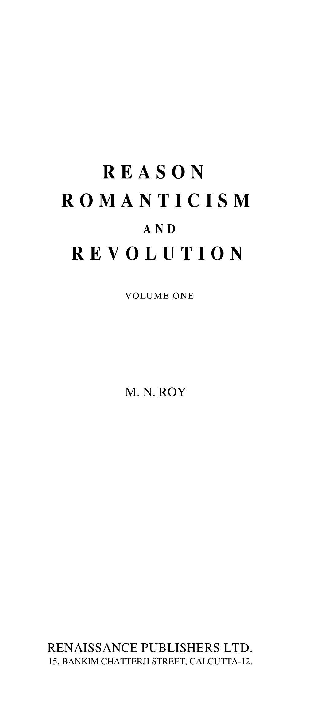 Reason Romanticism Revolution