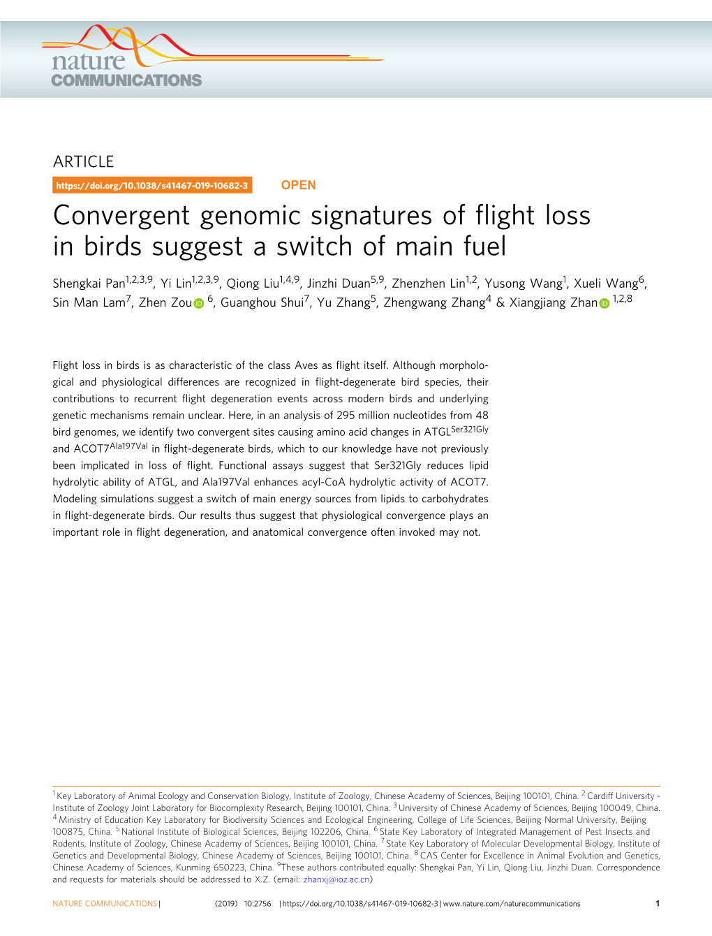 Convergent Genomic Signatures of Flight Loss in Birds Suggest a Switch of Main Fuel